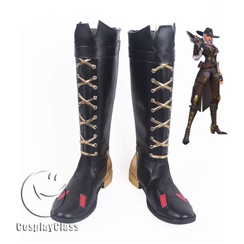 Overwatch OW New Hero Ashe Black Shoes Cosplay Boots